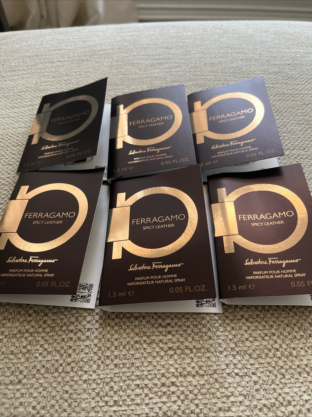 6X  Salvatore Ferragamo Spicy Leather FOR HIM .05 FL OZ SAMPLE SIZE PACK OF 6